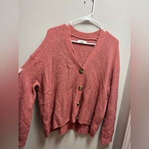 burgundy aeo sweater/cardigan. size S
